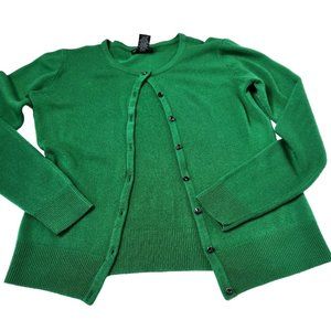 New York & Company Women's Size Small Green Cardigan Faux Stone Buttons